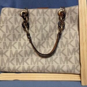 Michael Kors Beige Monogram Shoulder Bag